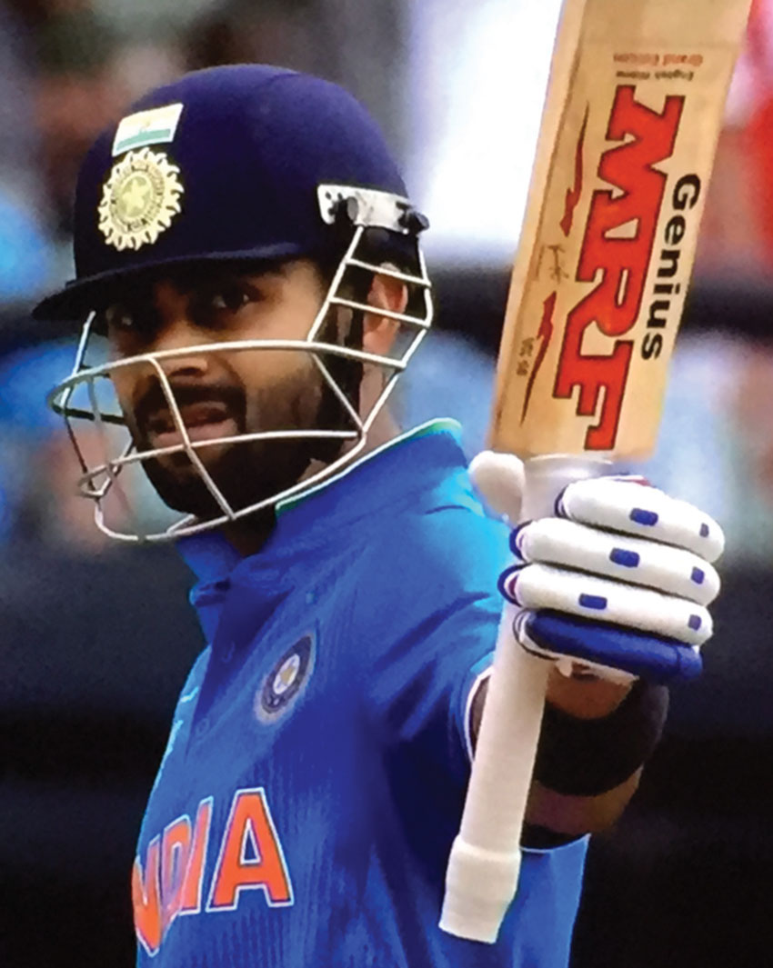 India’s Virat Kohli after he scored a century against Pakistan at the 2015 World Cup Cricket Pool B game, in Adelaide, Feb. 15.