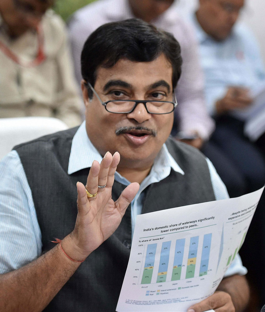 Minister of Road Transport and Highways, Nitin Gadkari speaks to media during a press conference in New Delhi, Mar. 26. (Vijay K. Joshi | PTI)