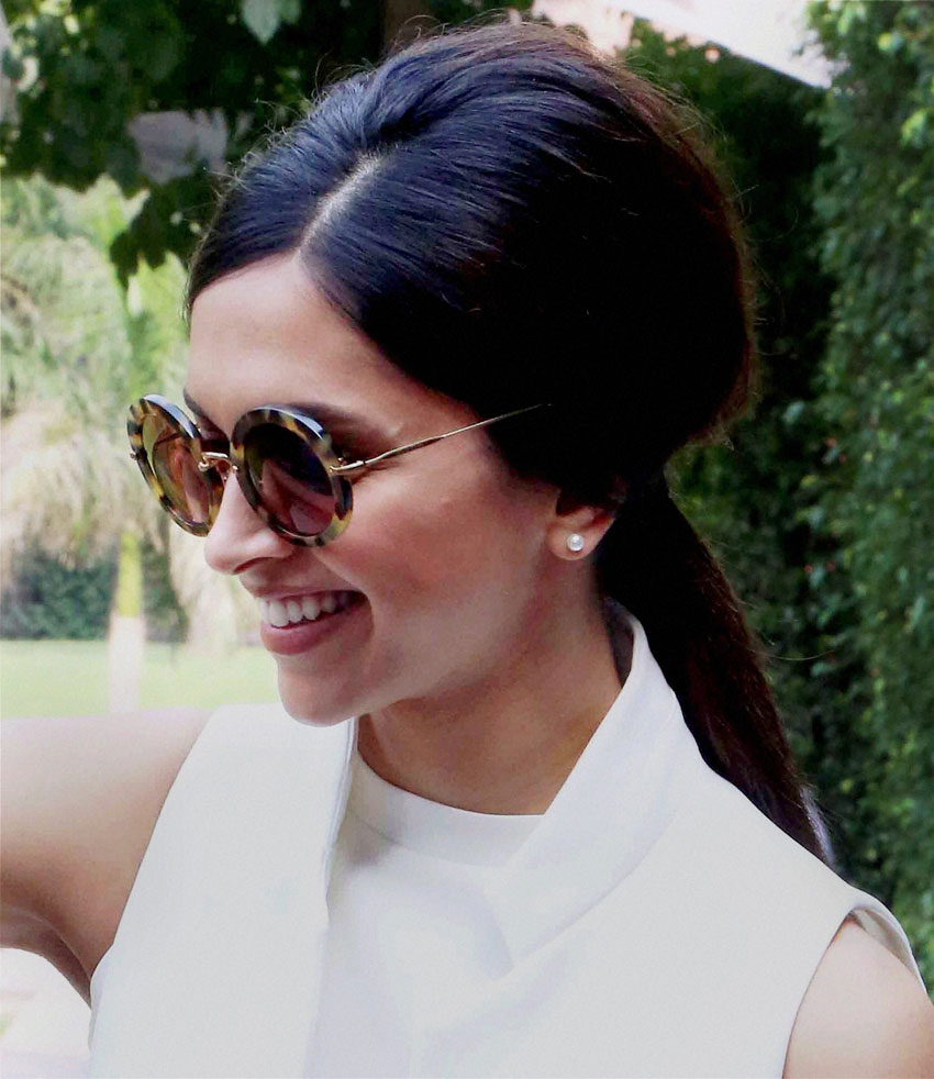 Deepika Padukone at a promotional event for her upcoming film "Piku" in New Delhi, May 4. (Press Trust of India)