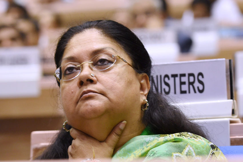 Rajasthan Chief Minister Vasundhara Raje at the launch of the Skill India campaign in New Delhi, July 15. (Subhav Shukla | PTI)
