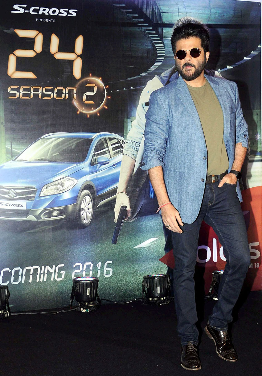Anil Kapoor unveils the TV show poster for “24 – Season 2” in Mumbai, Oct. 20. (Press Trust of India) 