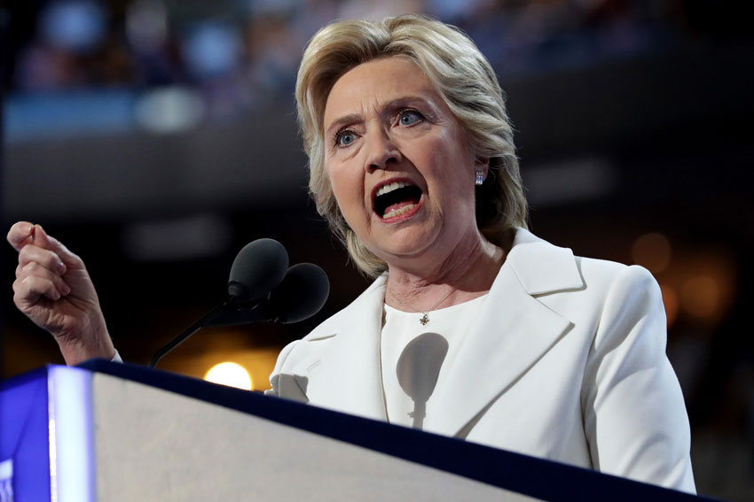 Hillary Clinton delivers remarks during the fourth day of the Democratic National Convention at the Wells Fargo Center, July 28, in Philadelphia, Pennsylvania.  (Chip Somodevilla | Getty Images)