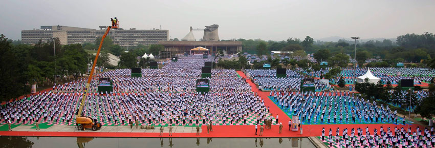 A view of 2nd International Day of Yoga event at the Capitol Complex, in Chandigarh, Punjab. (Press Trust of India) page-yoga-06