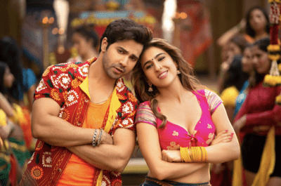 Varun Dhawan and Sara Ali Khan (r), in Coolie No.1.