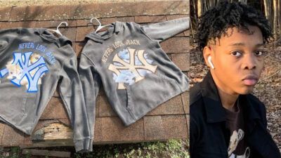 Left: Hoodies from NeverLookBack NYC. Right: Dylan Jones