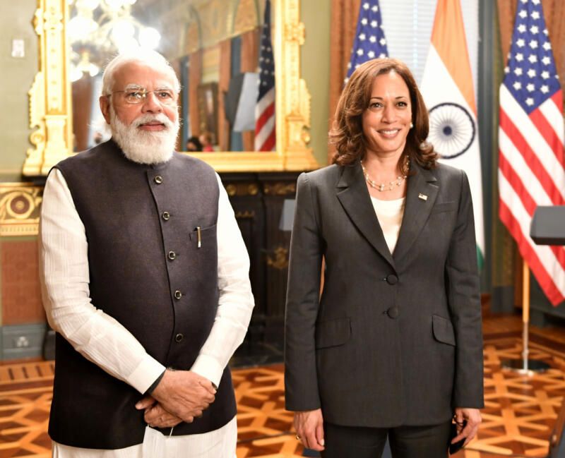 Indian Prime Minister Narendra Modi in a Bilateral Meeting with Vice President Kamala Harris, in Washington D.C., Sept. 23. (PIB)