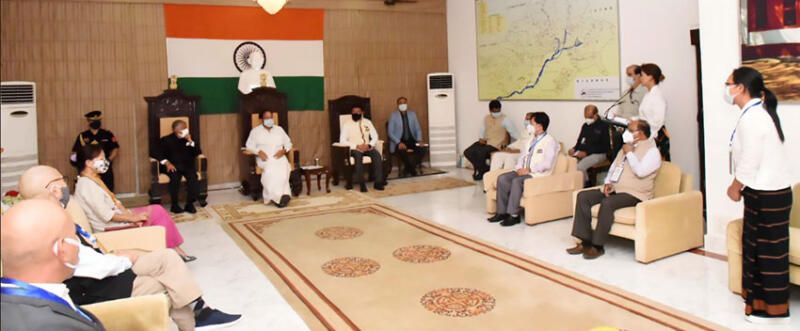 Indian Vice President M. Venkaiah Naidu interacting with the achievers in various fields, in Itanagar, Arunachal Pradesh, Oct. 8, 2021. (PIB)