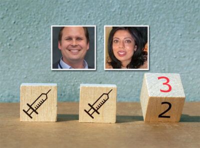 (Above, inset: l-r): Dr Ben Neuman, Ph. D, Chief virologist at the Global Health Research Complex at Texas A&M University; and Dr Monica Gandhi, MD, MPH, Professor of Medicine, UC San Francisco's School of Medicine. (Siliconeer/EMS)