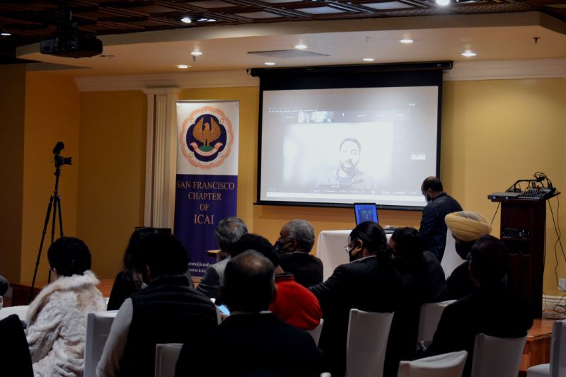 Experts joined virtually to address the community in the Bay Area. Currently on screen: Ankur Jain, Founder of Emergent Ventures.