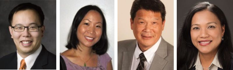 SEP 16 AAPI HEALTH SPEAKERS (Above, l-r): Dr Bryant Lin, Co-founder of Stanford Center for Asian Health Research and Education (CARE), primary care physician, researcher, educator; Dr Van Ta Park, Professor at UCSF, School of Nursing, working on an NIH/NIA R24 grant on how to address the gap and reduce disparities in research participation among AAPI; Dr Winston Wong, Chair of National Council of Asian Pacific Islander Physicians, member of COVID-19 Health Equity Task Force for the U.S. Department of HHS Office of Minority Health; and Thu Quach, PhD, President of Asian Health Services. (EMS)