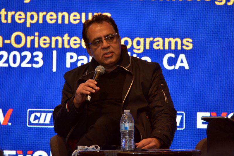 Gary Gauba, Founder and MD of The CXO Fund, speaks at the Evolv Kickoff B20 India Roadshow held in Palo Alto, Calif.