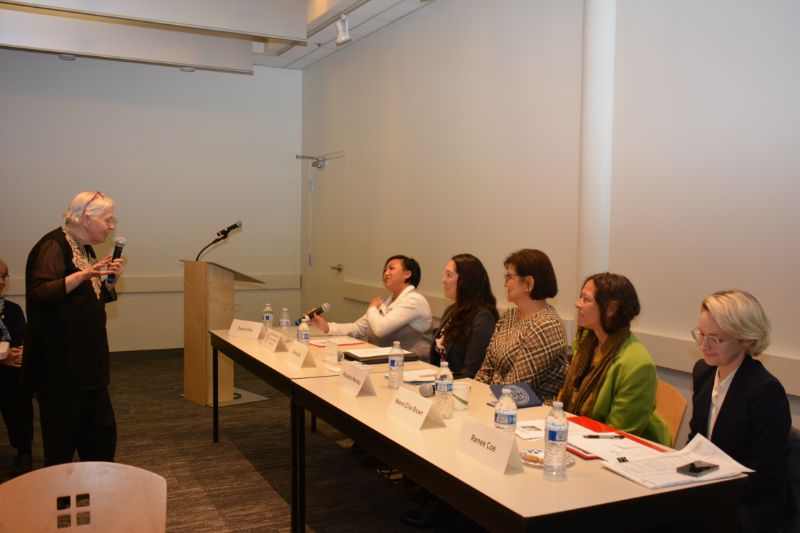 Ethnic Media Services Executive Director, Sandy Close, leads the conversation with experts and community leader, on scams targeting AAPI. (L-r) Desiree Nguyen Orth, East Bay Community Law Center Director of Consumer Justice Clinic; Denise Oki, FTC Western Regional Office; Rosario Mendez, Attorney at the Division of Consumer and Business Education Bureau of Consumer Protection - Federal Trade Commission; Maeve Elise Brown, Executive Director of Housing and Economic Rights Advocates (HERA); and Renee Coe, third-year law student at UC Berkeley joining Bay Area Legal Aid (All Photos: Amar D. Gupta/Siliconeer)