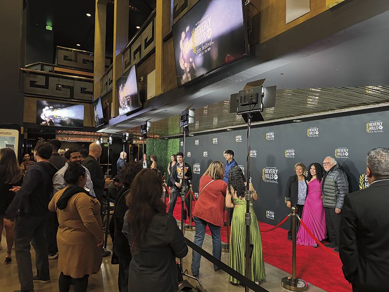 Glimpses of the 24th Beverly Hills Film Festival held at the historic TCL Chinese Theater in Hollywood. This was a red-carpet photo area for rising filmmakers. (Vansh A. Gupta/Siliconeer)