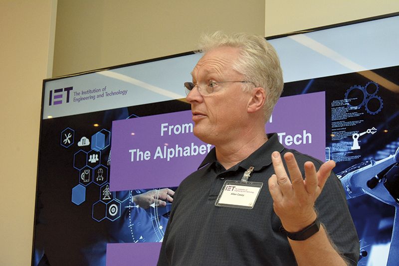 (Above): IET America’s Member Allan Casey begins by introducing IET and its vision. (Vansh A. Gupta/Siliconeer)