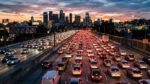(Above): Commute hour traffic on 405 freeway in Los Angeles. (Adobe Firefly)