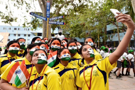 Students take part in an event to mark Republic Day celebrations in Chennai, Jan. 25.(PTI) page-2017-india-republic-day-06