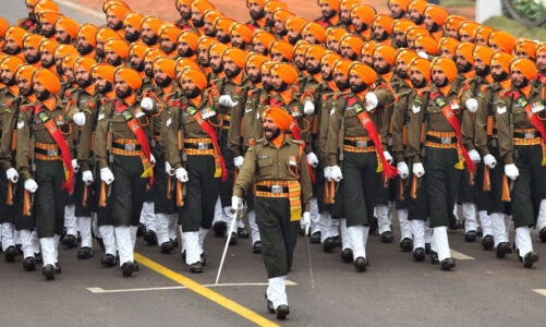 The Territorial Army contingent marching at the Rajpath during the 68th Republic Day Parade in New Delhi, Jan. 26. (Kamal Singh/PTI) page-2017-india-republic-day-18