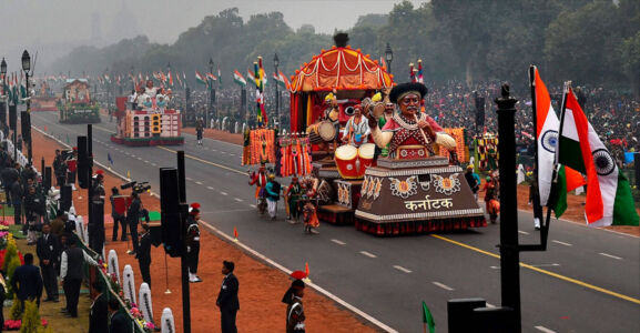 Karnataka and other floats during the 68th Republic Day celebrations. (Kamal Singh/PTI) page-2017-india-republic-day-45