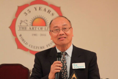 Mayor Jose Esteves, City of Milpitas, giving a commendation for the Curtain Raiser event. page-aol-wcf-08