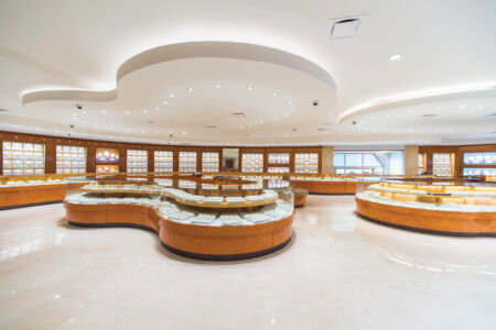 The elaborate display of one of the best collections of exquisite jewelry at Bhindi’s Artesia, Calif. showroom. page-bhindi-23