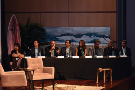 One of the panels at 2015 Silicon Valley Boomers Venture Summit held at Santa Clara University, in Santa Clara, Calif., June 30. (Amar D. Gupta | Siliconeer) page-boomers-05-panel-dsc_9491