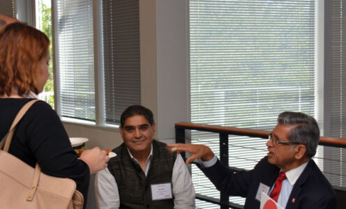Vish Mishra delegates for FunnelCake at the CMO Inflect Conference, as Naveen Singha looks on, in Mountain View, Calif., Sept. 21. page-cmo-inflect-07
