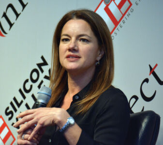 Sydney Sloan (CMO, Alfresco) speaks at the CMO Inflect Conference, in Mountain View, Calif., Sept. 21. page-cmo-inflect-20
