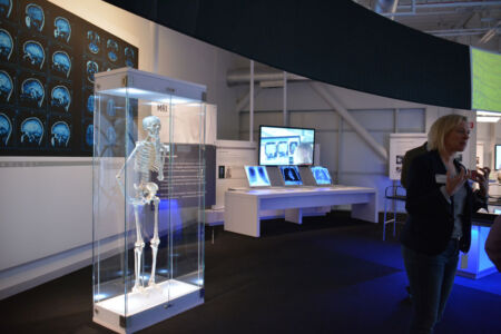 The Life Sciences exhibit showing images of a brain and a skeleton. (Amar D. Gupta/SIliconeer) page-computer-15