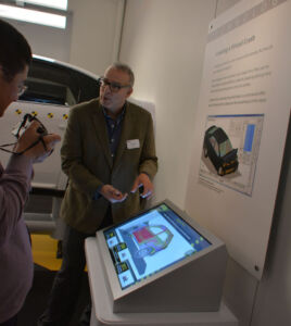 Crash a virtual car into a barrier, then start over and send it hurtling into the wall at a higher speed. This is what car designers do repeatedly when they use crash simulation software to analyze the safety of their designs. Compare a virtual crash to the physical crash test it simulates, and compare simulations from three different years to see the increases in detail made possible by advances in software and hardware. (Amar D. Gupta/Siliconeer) page-computer-21