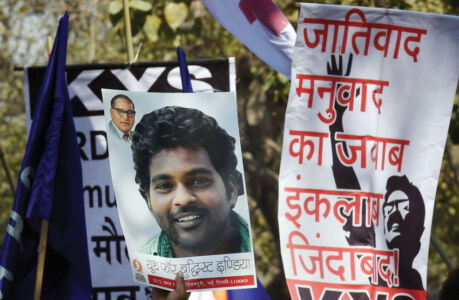 Students protest march over Rohith Vemula's suicide, in New Delhi, Feb. 23. (Atul Yadav | PTI) page-cover-jnu-10