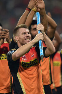 Sunrisers Hyderabad captain David Warner celebrates after beating Royal Challengers Bangalore in the IPL 2016 final match at Chinnaswamy Stadium. (Shailendra Bhojak | PTI) page-cricket-ipl9-11