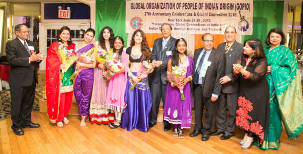 Bollywood dancers with organizers at the Finale Banquet. page-gopio-03