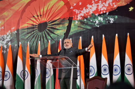 Prime Minister Narendra Modi addresses Indian community at a reception in Shanghai, May 16. (Shahbaz Khan | PTI) page-may21-modi-04-china