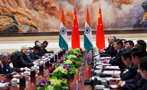 Prime Minister Narendra Modi and Chinese President Xi Jinping during a delegation level meeting in Xi'an, Shaanxi Province, China, May 14. (Shahbaz Khan | PTI) page-may21-modi-05-china