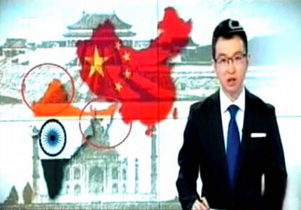China's official TV channel CCTV showing a map of India without Jammu and Kashmir and Arunachal Pradesh while reporting on Prime Minister Narendra Modi's visit. (PTI | TV GRAB) page-may21-modi-08-china