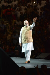 Indian Prime Minister Narendra Modi greets the 18,000 plus crowd of fans at SAP Center, in San Jose, Calif., Sept. 27. (Amar D. Gupta | Siliconeer) page-modi-18-adg