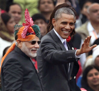 Prime Minister Narendra Modi and U.S. President Barack Obama at the 66th Republic Day parade in New Delhi, Jan. 26. (Atul Yadav | PTI) page-modi-obama-29