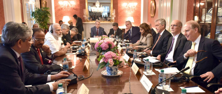 Prime Minister Narendra Modi at an interaction with think-tanks, in Washington, D.C., June 06. (Press Information Bureau) page-modi-us-06
