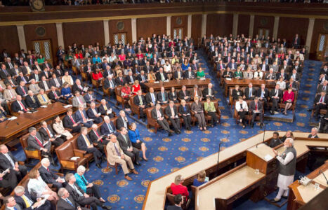 Prime Minister Narendra Modi addresses a Joint Session of U.S. Congress, in Washington, D.C., June 8. (Press Trust of India) page-modi-us-09