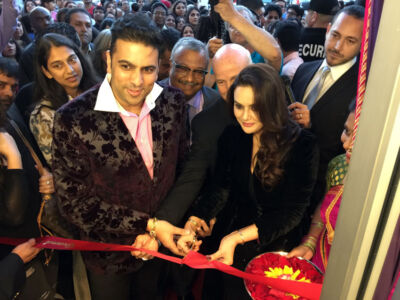 PNG Group Chairman & MD Saurabh Gadgil joins Bollywood actress Preity Zinta at the ribbon cutting ceremony to inaugurate the Fremont, Calif. store. (Photo: PNG Jewelers) page-png-gallery-one-06