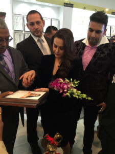 Preity Zinta autographs a memento. (Photo: PNG Jewelers) page-png-gallery-one-09