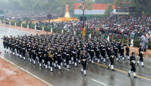 The Naval marching contingent at the 66th Republic Day Parade 2015, in New Delhi. (Press Information Bureau) page-repday11-pib-l2015012661616