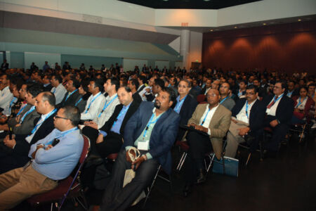 A view of the packed audience that overflowed beyond the large seating capacity of the auditoriums all the way to the entrance as keynote speakers shared their path to success at #TiEcon 2015. Amar D. Gupta | Siliconeer page-tiecon2015-14
