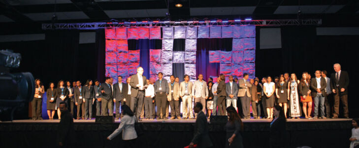 The sea of volunteers being acknowledged at #TiEcon 2015. Amar D. Gupta | Siliconeer page-tiecon2015-33