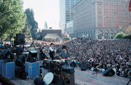 Ken Friedman, U2 performs a free concert at the Justin Herman Plaza., Justin Herman Plaza, San Francisco, November 11, 1987. Chromogenic print. Courtesy of Ken Friedman. Bill Graham and the Rock & Roll Revolution is organized and circulated by the Skirball Cultural Center, Los Angeles, California. On view March 17–July 5, 2016 at The Contemporary Jewish Museum, San Francisco. page-travel-al-bill-graham-06
