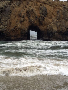 Rocky arch formation at Pfieffer Beach; sunsets look amazing through the arch. page-travel-bigsur-pfeiffer-pointlobos-09