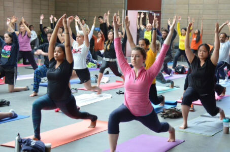 Yoga enthusiasts in San Francisco perform yoga to mark International Yoga Day, June 18. (Indian Consulate, San Francisco) page-yoga-03