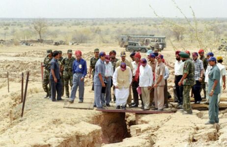 In this May 20, 1998, file photo, former prime minister Atal Bihari Vajpayee visits the nuclear test site in Pokhran. (PTI Photo) page-vajpayee-main-gallery-01