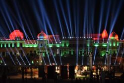 Ayodhya, UP, the birth place of Lord Ram, lit up with a laser show on Diwali, the festival of lights. (Siliconeer/APHIMAGES)