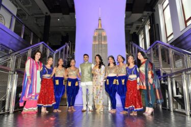 NEW YORK, NEW YORK - NOVEMBER 04: Jay Sean and Thara Natalie celebrate Diwali at The Empire State Building on November 04, 2021 in New York City. (Photo by Noam Galai/Getty Images for Empire State Realty Trust)